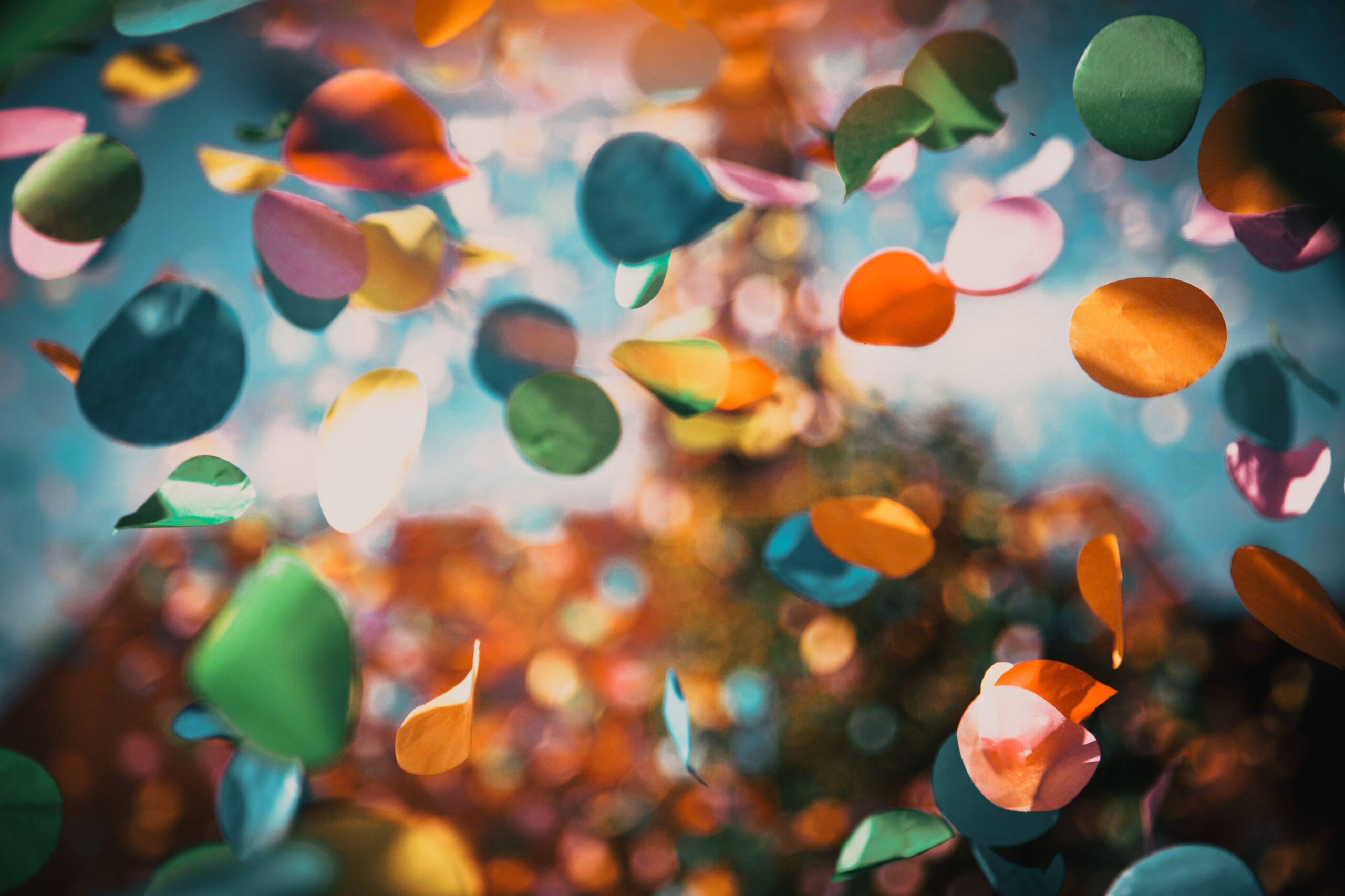 background of confetti in the air celebration in the city